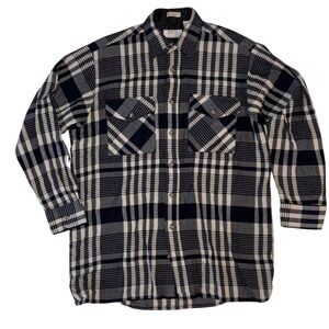Vintage Flannel Shirt Medium Black White Plaid Korea London Fog Sterling